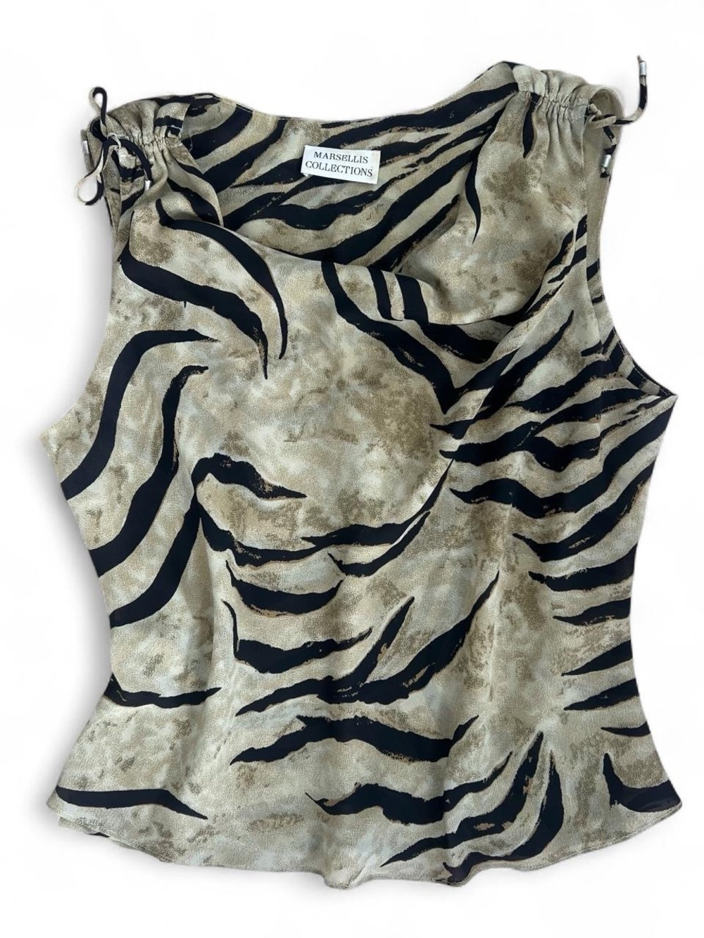 Vintage Marsellis Collections Y2K Cowl Neck Animal Print Top